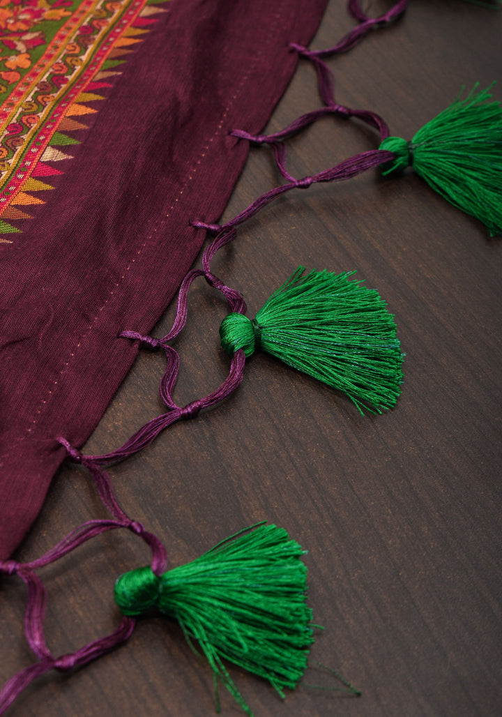 Aubergine Rayon Saree with Floral Jaal  woven Motifs