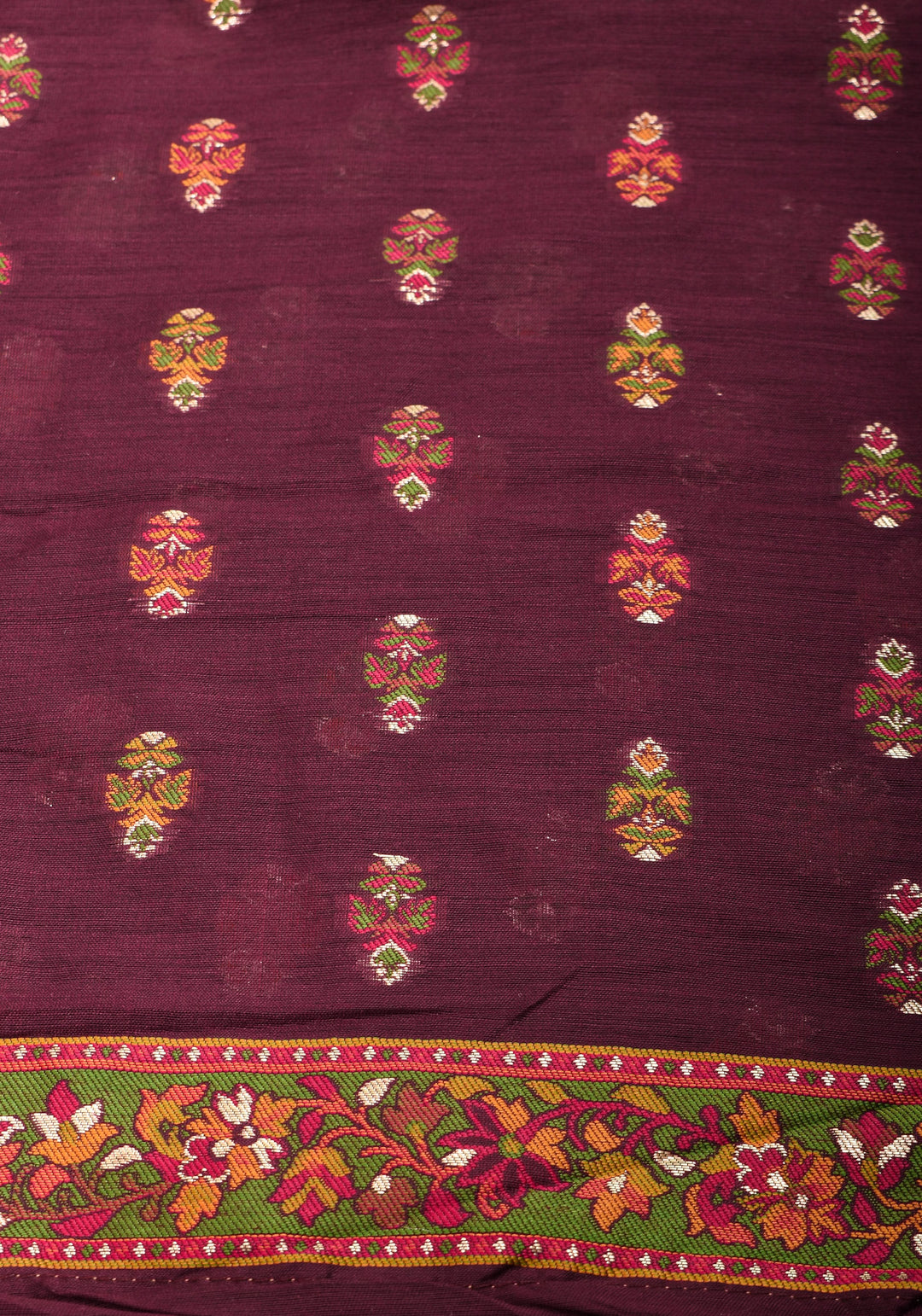 Aubergine Rayon Saree with Floral Jaal  woven Motifs