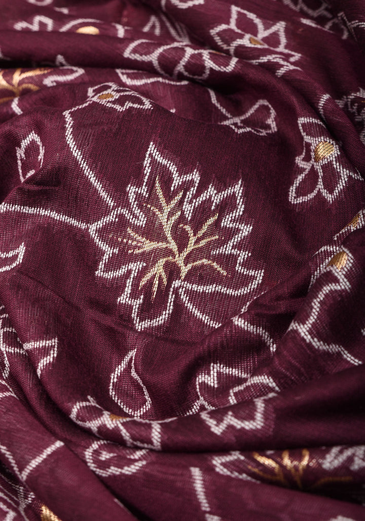 Aubergine Rayon Saree with Floral Jaal  woven Motifs