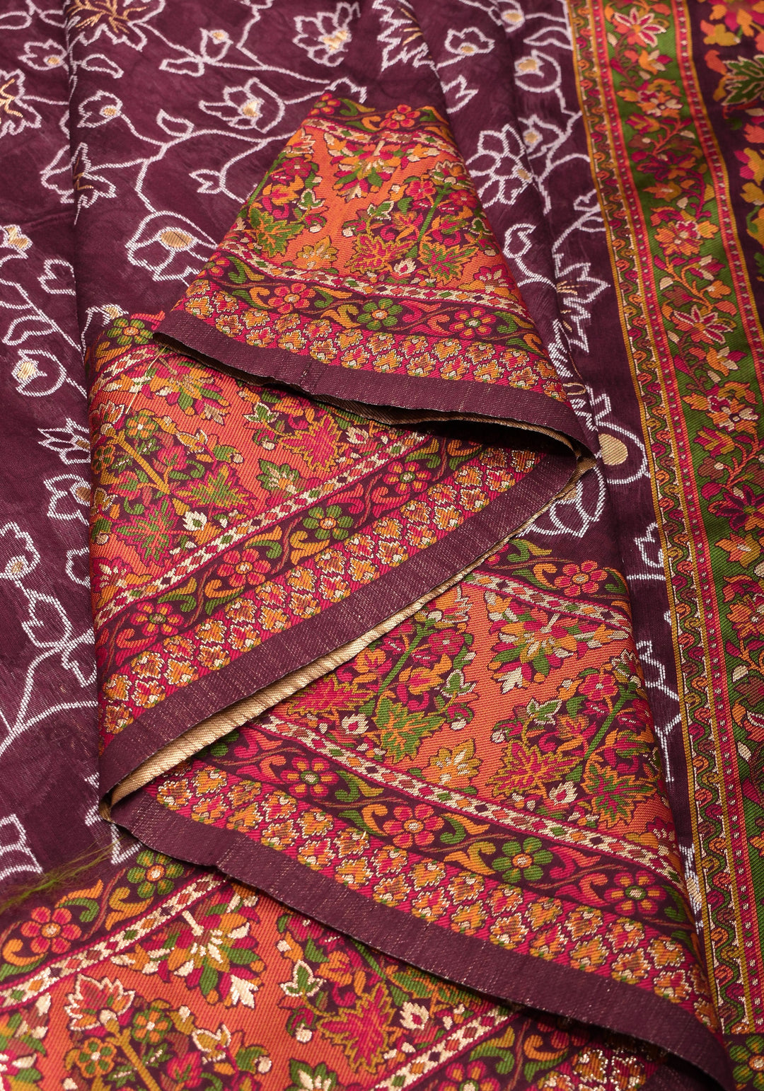 Aubergine Rayon Saree with Floral Jaal  woven Motifs