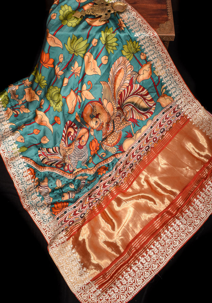 Gajji Silk Saree with Gotta Patti Border and kalamkari Digital Print
