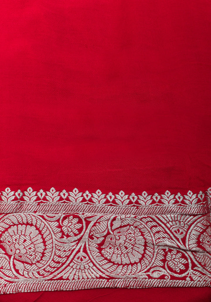 Viscose Satin Saree With Silver Zari Stripes and Pichwai Pallu In off White