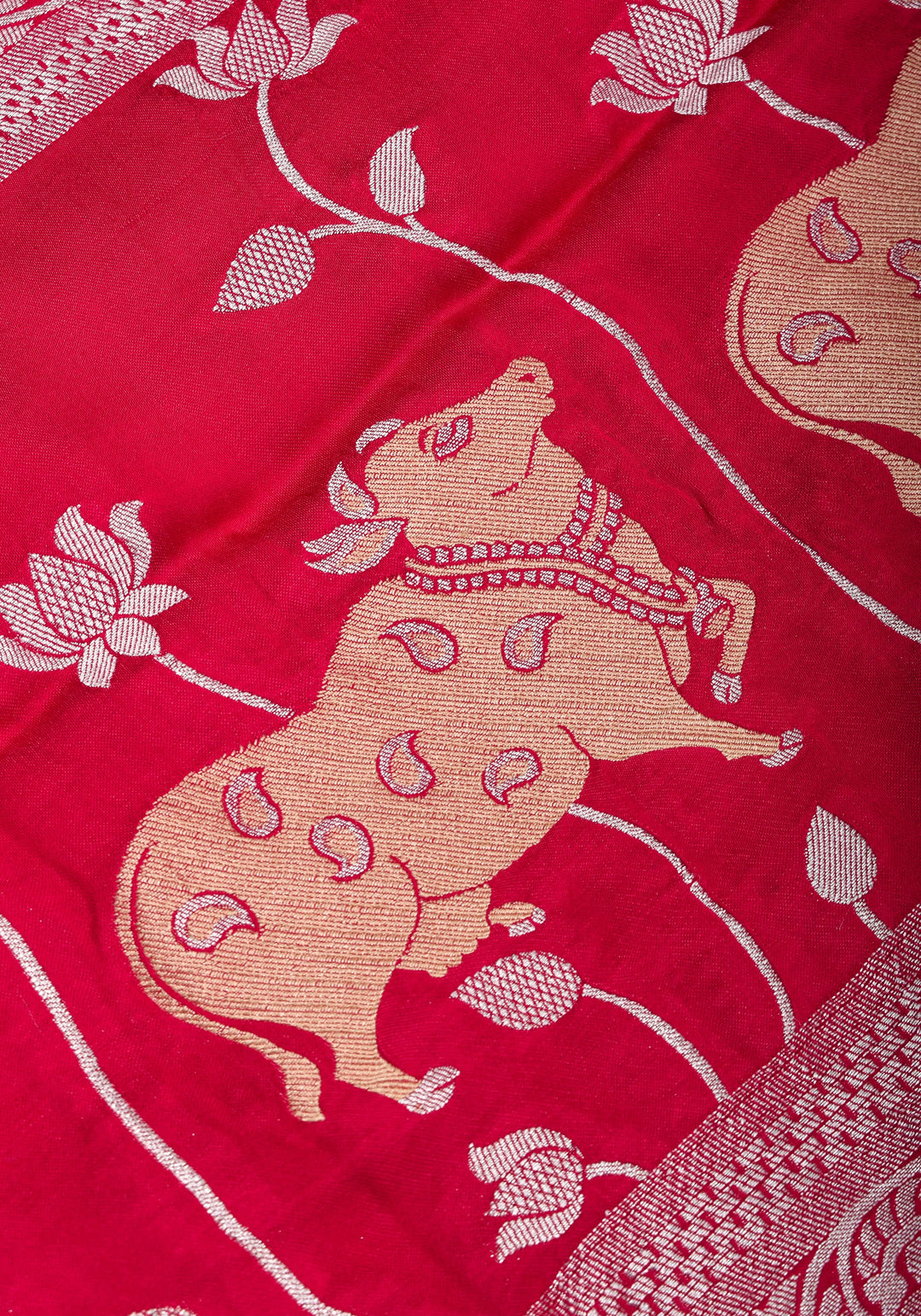 Elegant Viscose Satin Saree with Silver Zari Stripes and Pichwai Pallu in Reddish Pink