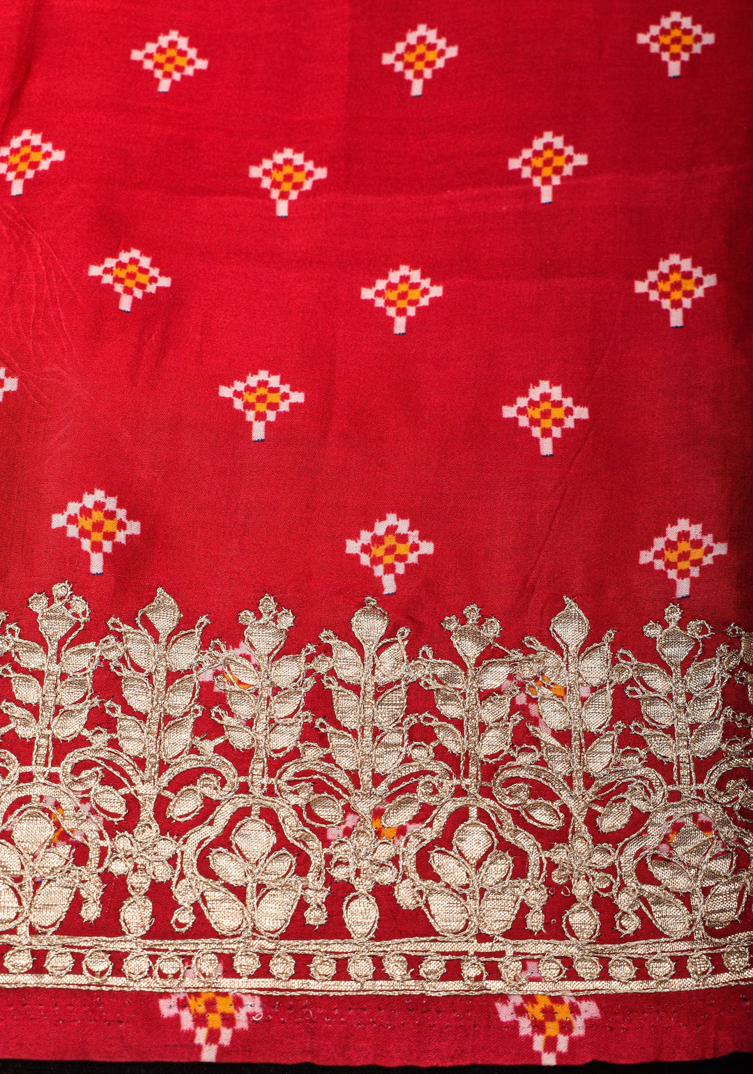 Blue Gajji Silk Saree with Gotta Patti Border and Patola Digital Print