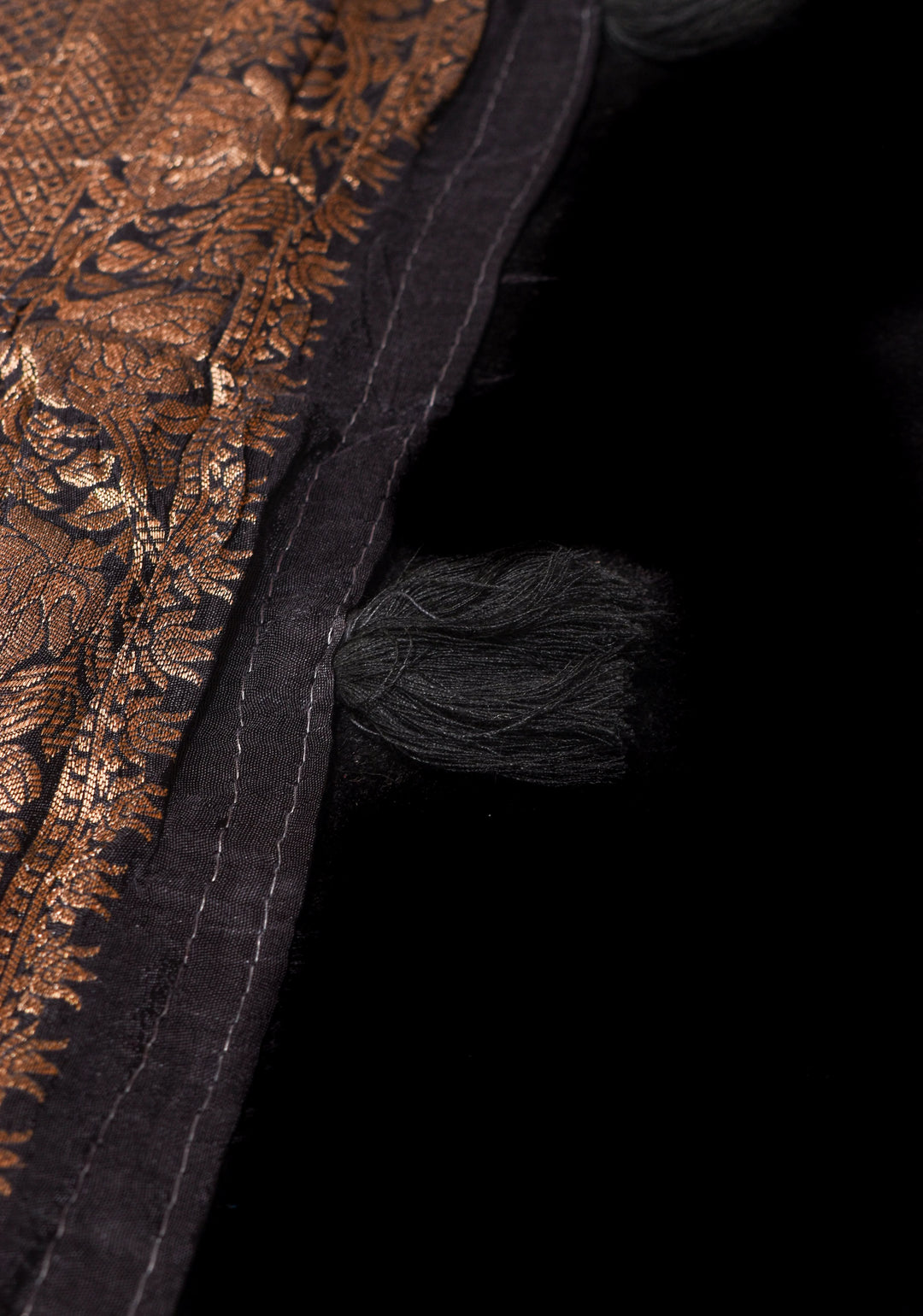 Exquisite Black Viscose Saree with Meenakari Parrot and Floral design and zari border