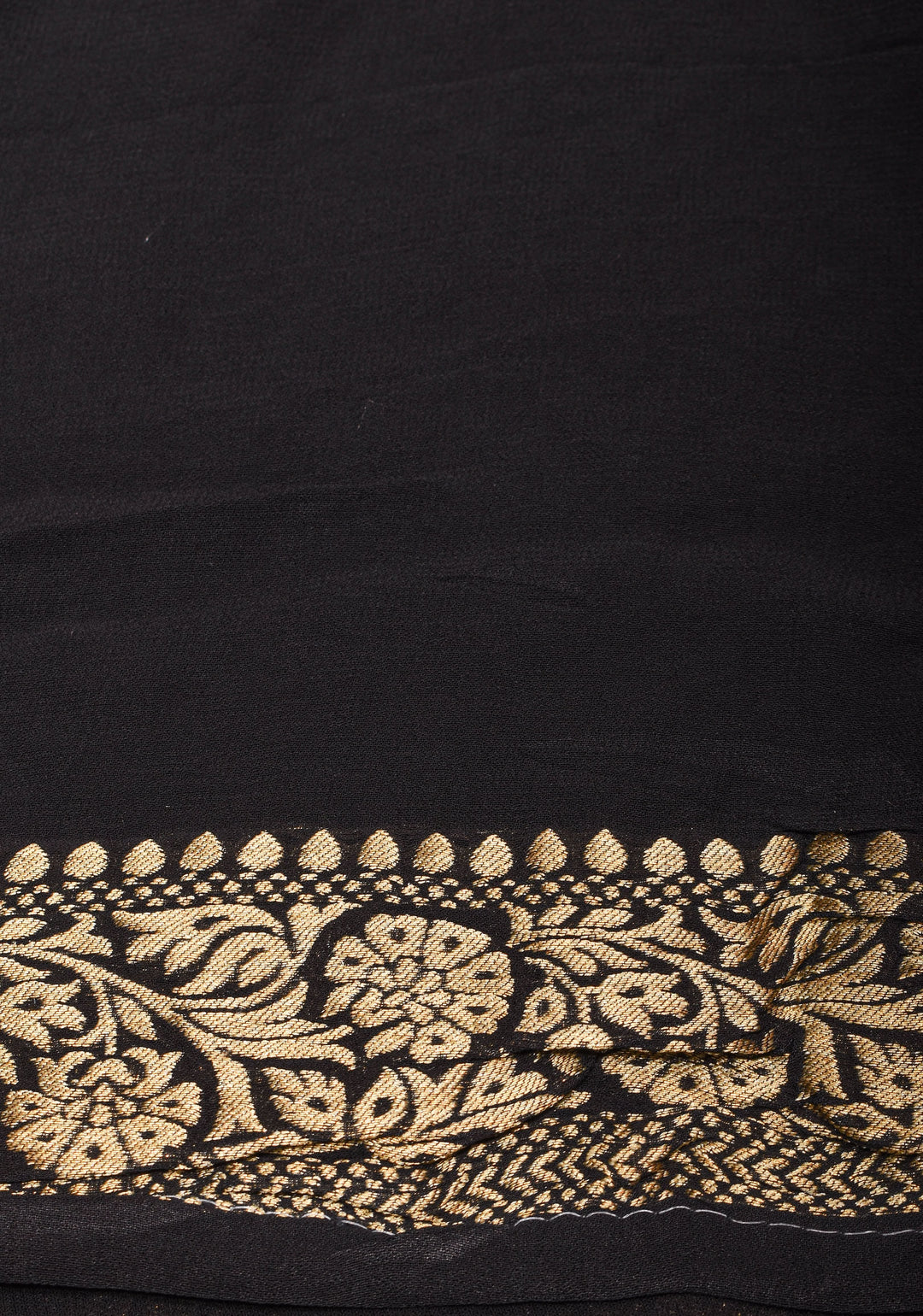 Black Viscose Saree with Meenakari Floral Jaal and Floral Zari Border