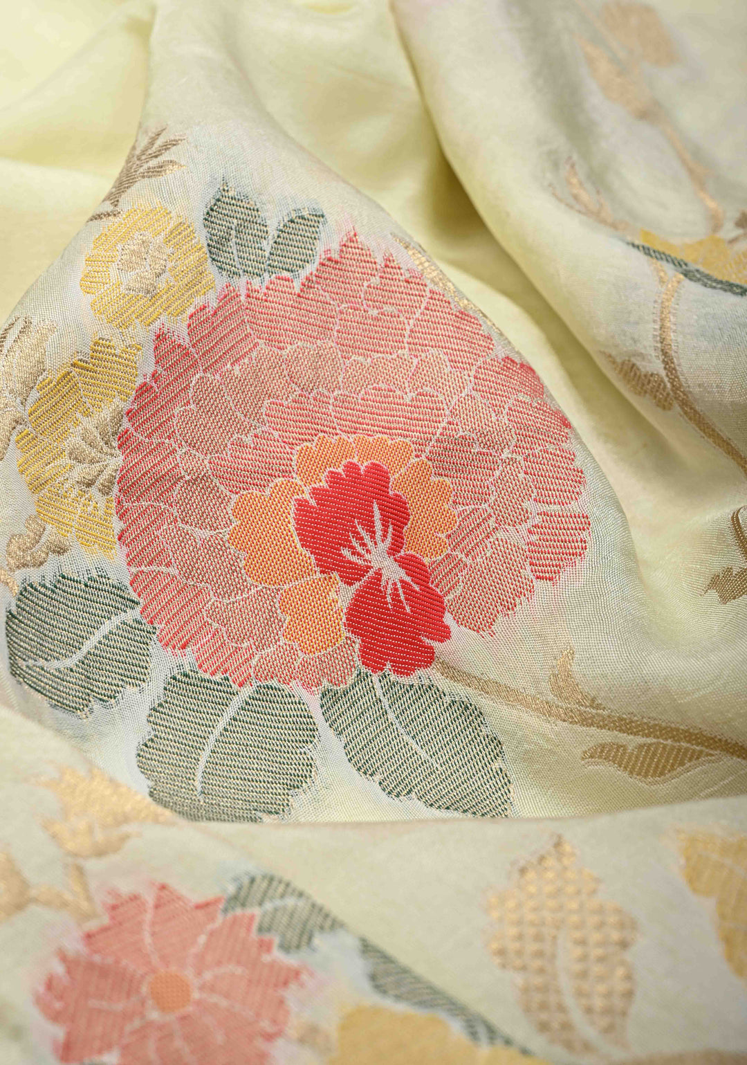 Exquisite Cream Viscose Saree with Meenakari Floral Jaal and Zari Border