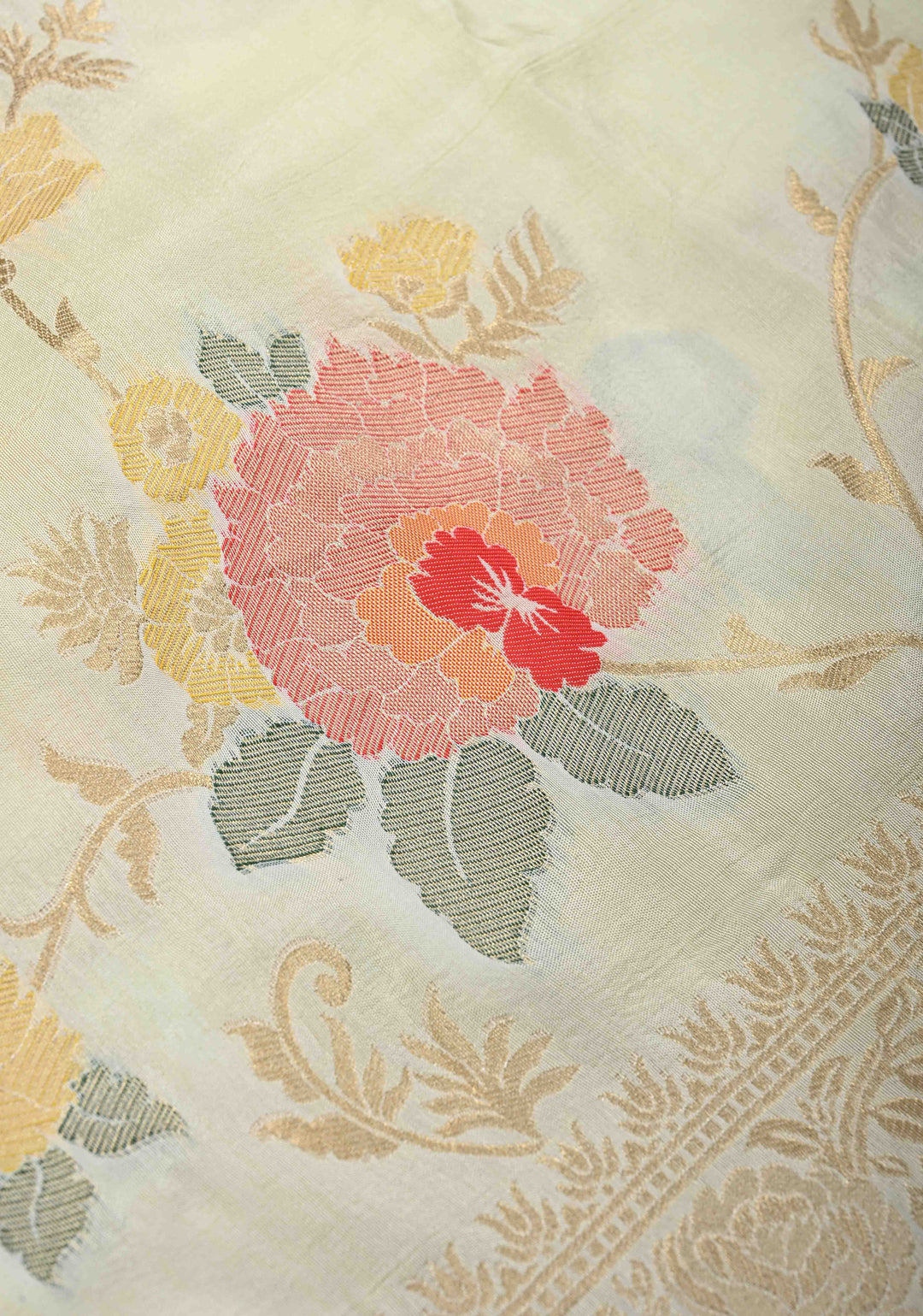 Exquisite Cream Viscose Saree with Meenakari Floral Jaal and Zari Border