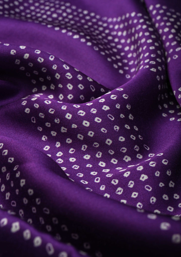 Purple Gajji Silk Saree with  Bandhni Digital Print and Gotta Patti Border