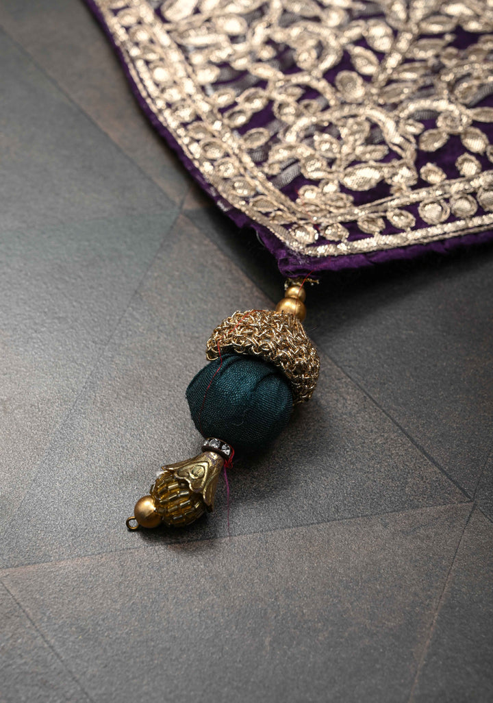 Peacock Blue Gajji Silk Saree with Krishna Pichwai theme Kalamkari Digital Print and Gotta Patti Border