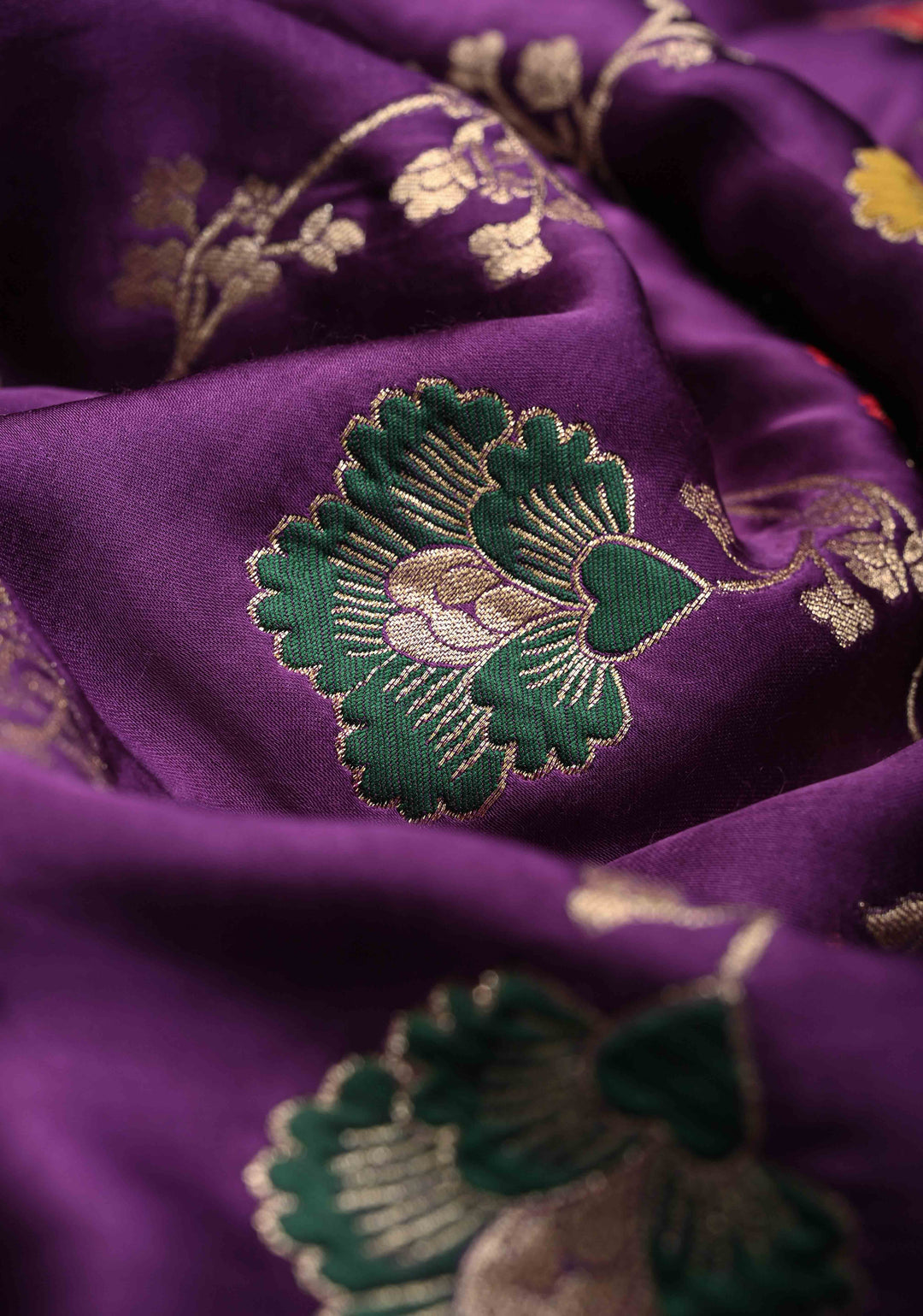Purple Viscose Saree with Meenakari Floral Jaal and Zari Border