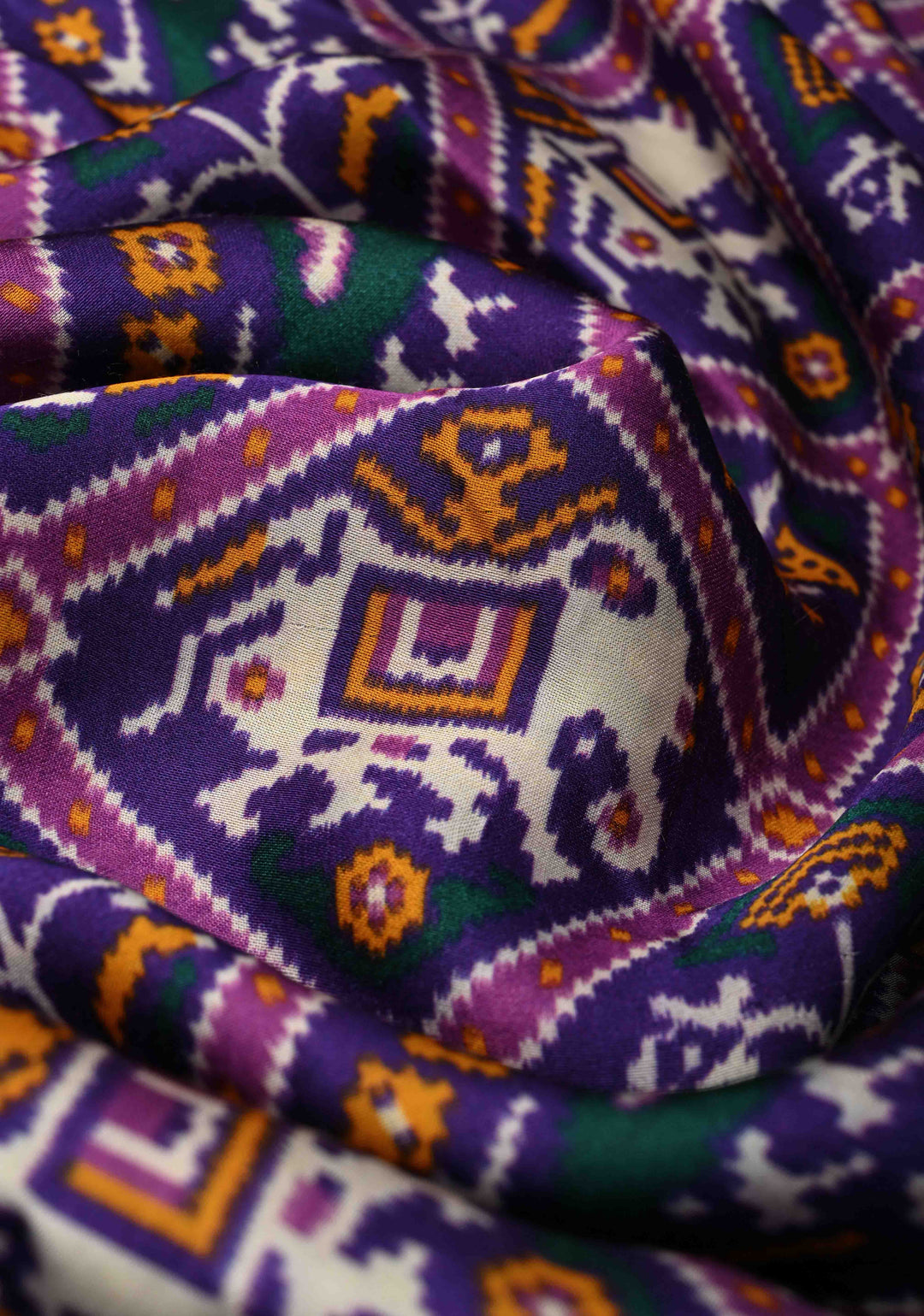 Purple Gajji Silk Saree with Patola Digital Print and Gotta Patti Border