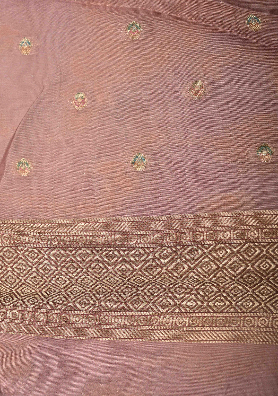 Dusty Mauve Viscose Saree with Meenakari Floral Jaal and Zari Border