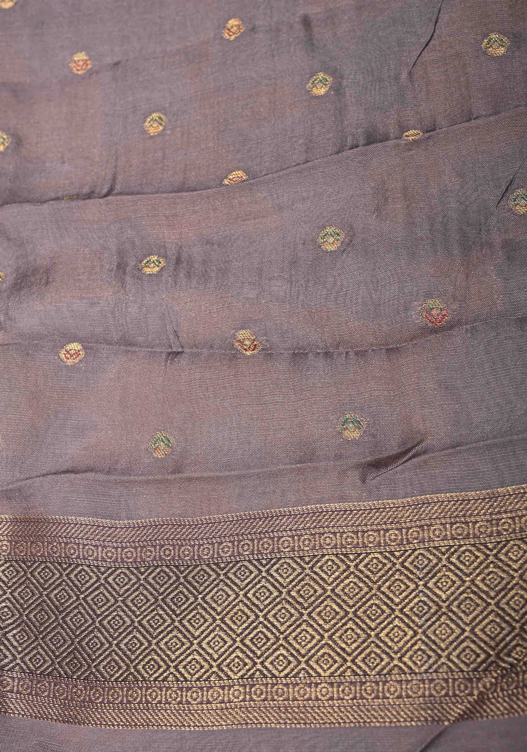 Vintage Mauve Viscose Saree with Meenakari Floral Jaal and Zari Border | SHOBITAM