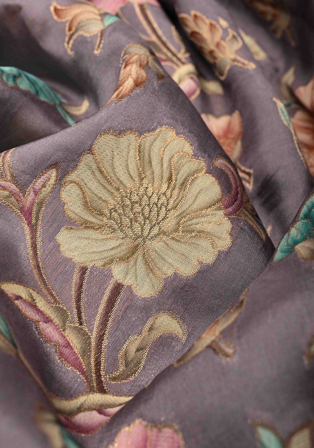 Vintage Mauve Viscose Saree with Meenakari Floral Jaal and Zari Border | SHOBITAM