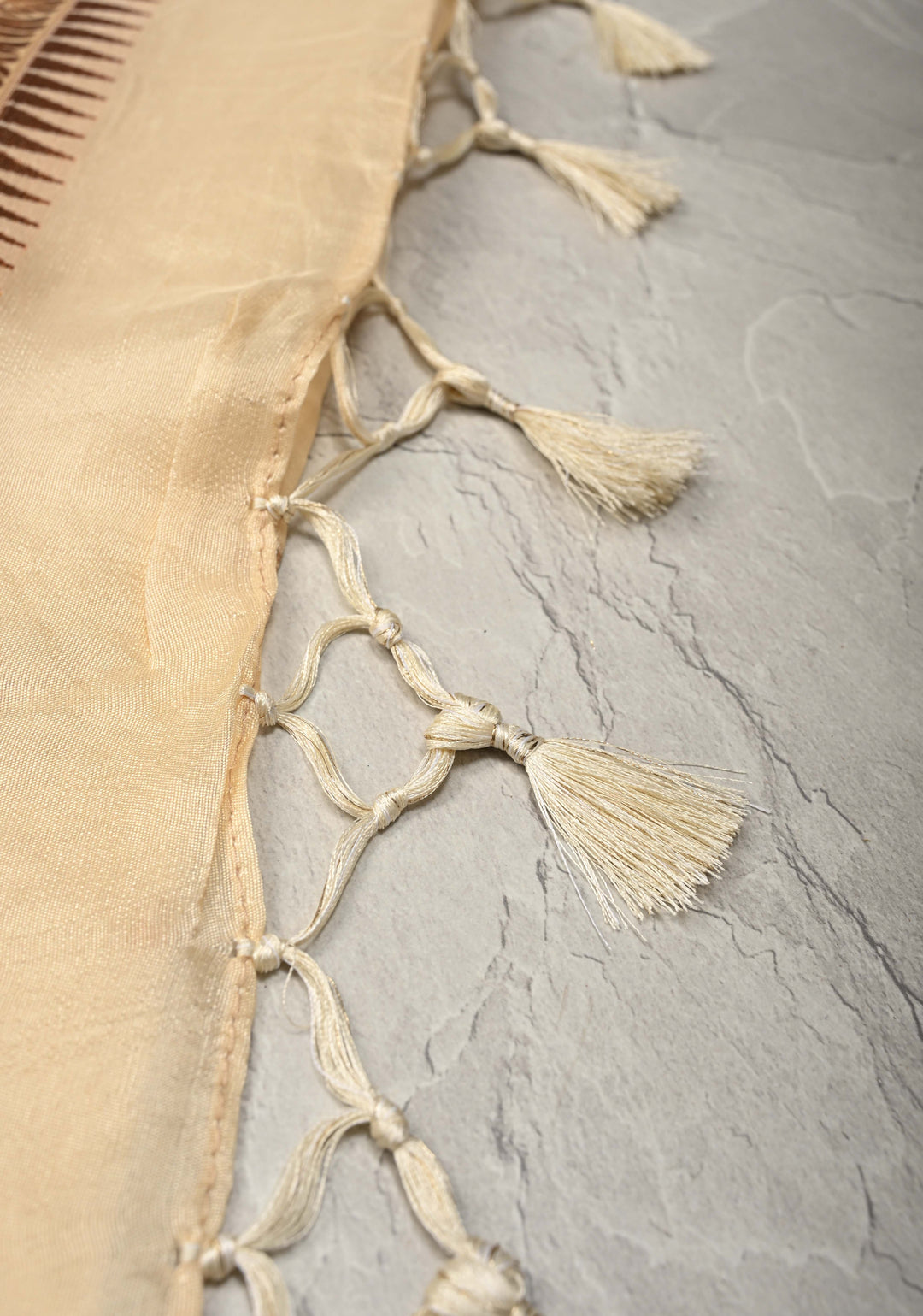 Cream Viscose Saree with Meenakari Shikaargah Brocade and Zari Border