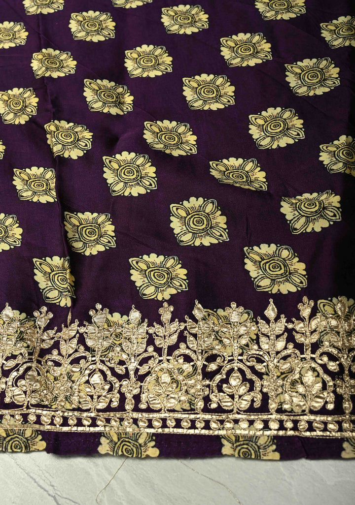 Peacock Blue Gajji Silk Saree with Krishna Pichwai theme Kalamkari Digital Print and Gotta Patti Border