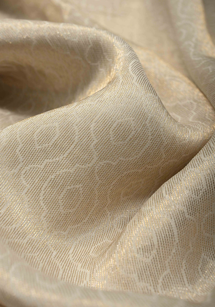 Off White Rayon Tissue Saree with Meenakari Border and Pallu | SHOBITAM