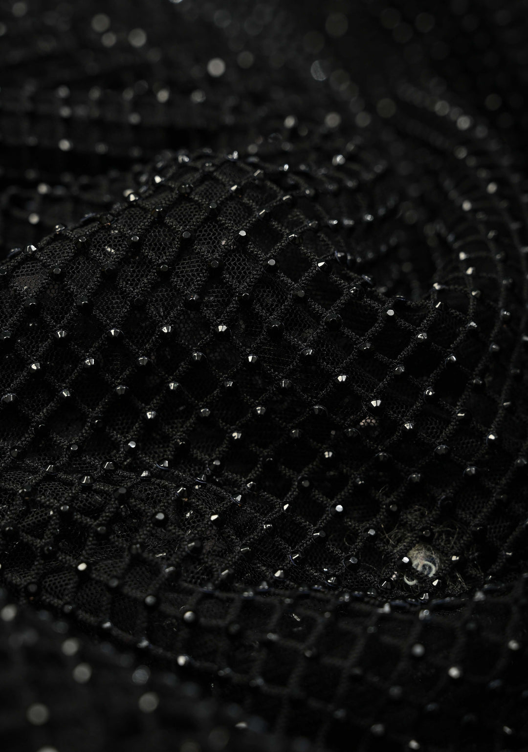 Black Net Saree with Hand-Embroidered Sequin Borders and Shimmering Cutdana Stitched Beadwork Work | SHOBITAM