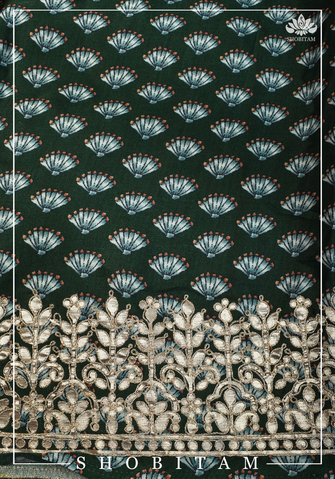 Gajji Silk Saree with Gotta Patti Borders, crushed zari palla and Floral Digital Print | Sarees by Shobitam