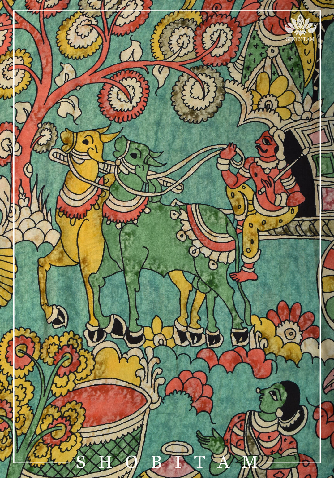 Gajji Silk Saree with Gotta Patti Border and kalamkari Digital Print | Sarees by Shobitam