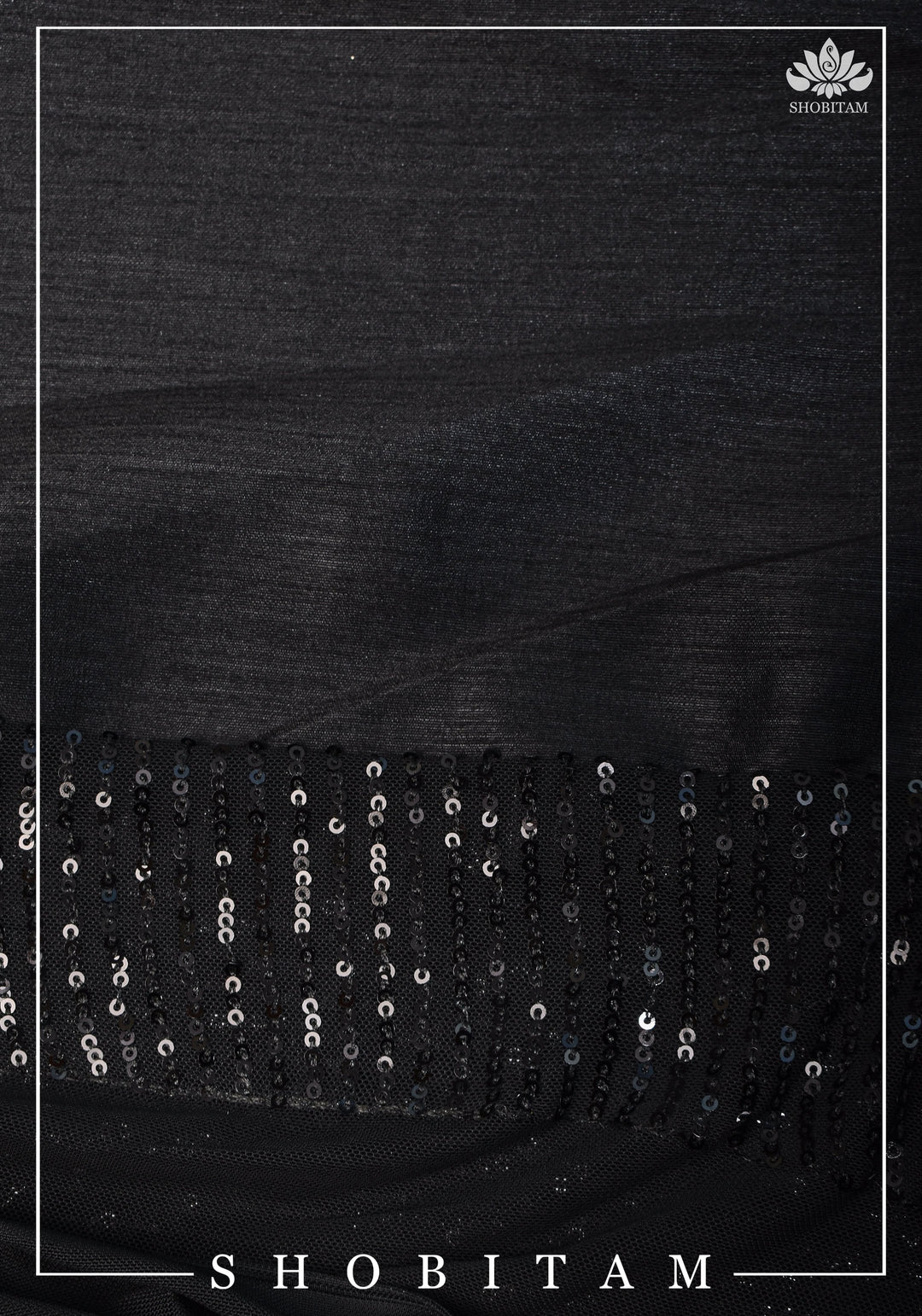 Pre Order Pretty Net Sequin Saree in Black. Top Seller Saree!