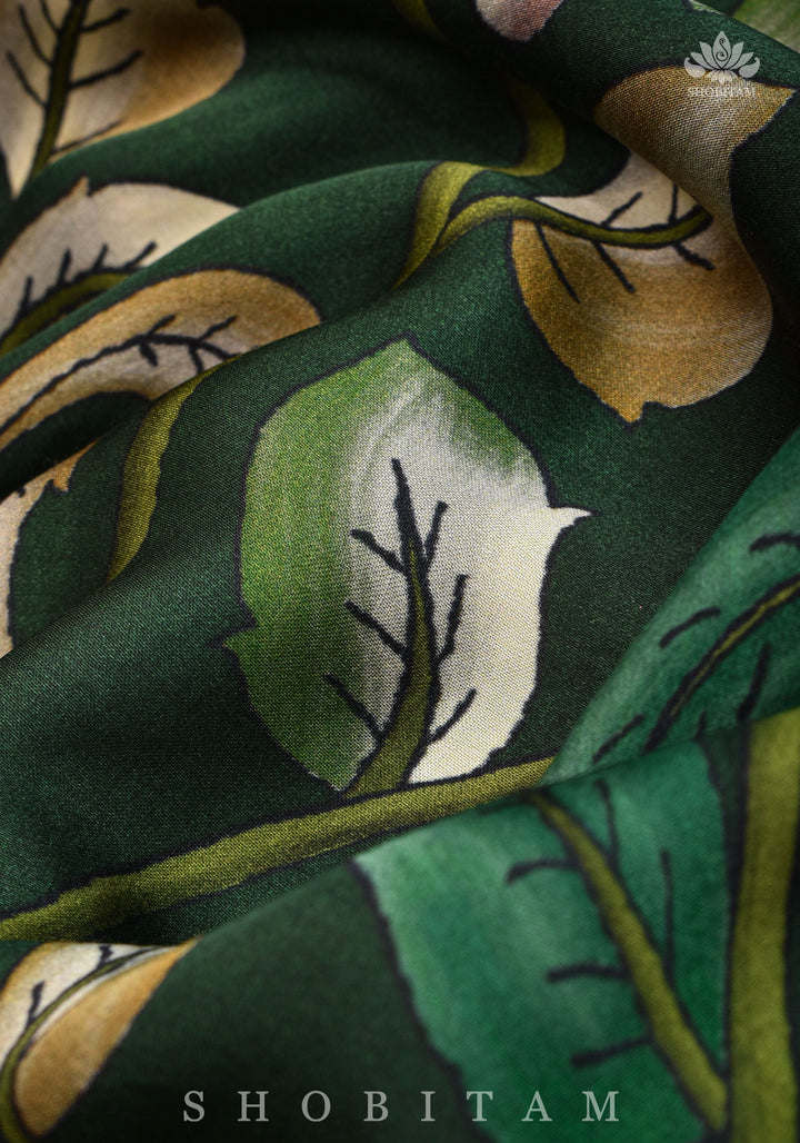 Gajji Silk Saree with Gotta Patti Borders, crushed zari palla and Floral Digital Print