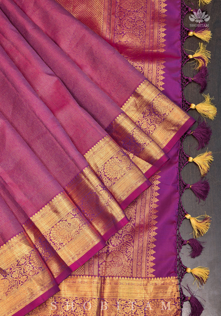 Shimmering Celebrity Special Zari Checks Pure Silk Kanjivaram Pure Silk Saree in Deep Pink | SILK MARK CERTIFIED