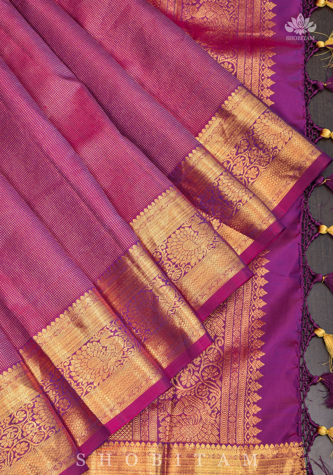 Shimmering Celebrity Special Zari Checks Pure Silk Kanjivaram Pure Silk Saree in Deep Pink | SILK MARK CERTIFIED