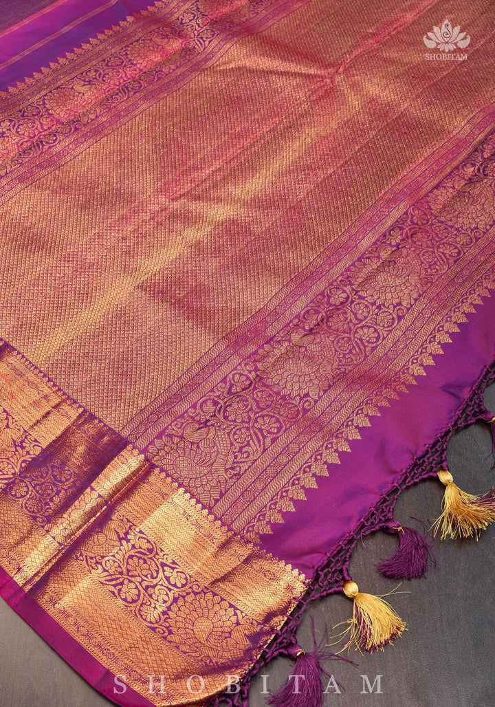 Shimmering Celebrity Special Zari Checks Pure Silk Kanjivaram Pure Silk Saree in Deep Pink | SILK MARK CERTIFIED