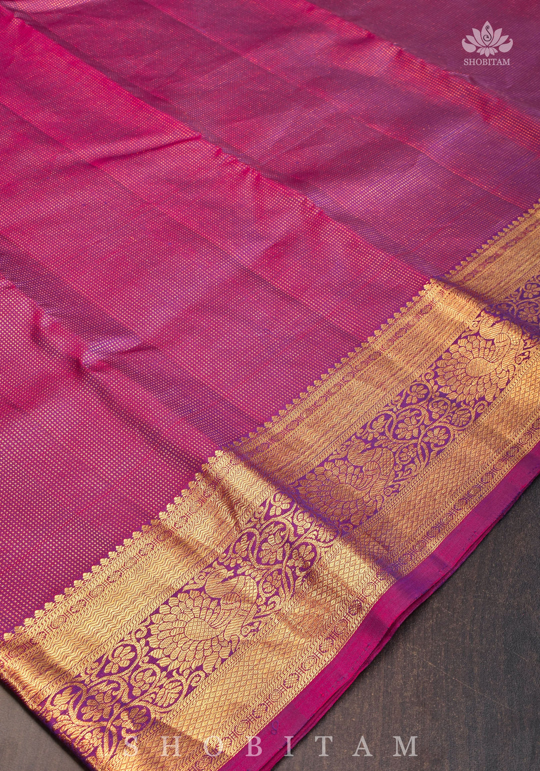 Shimmering Celebrity Special Zari Checks Pure Silk Kanjivaram Pure Silk Saree in Deep Pink | SILK MARK CERTIFIED