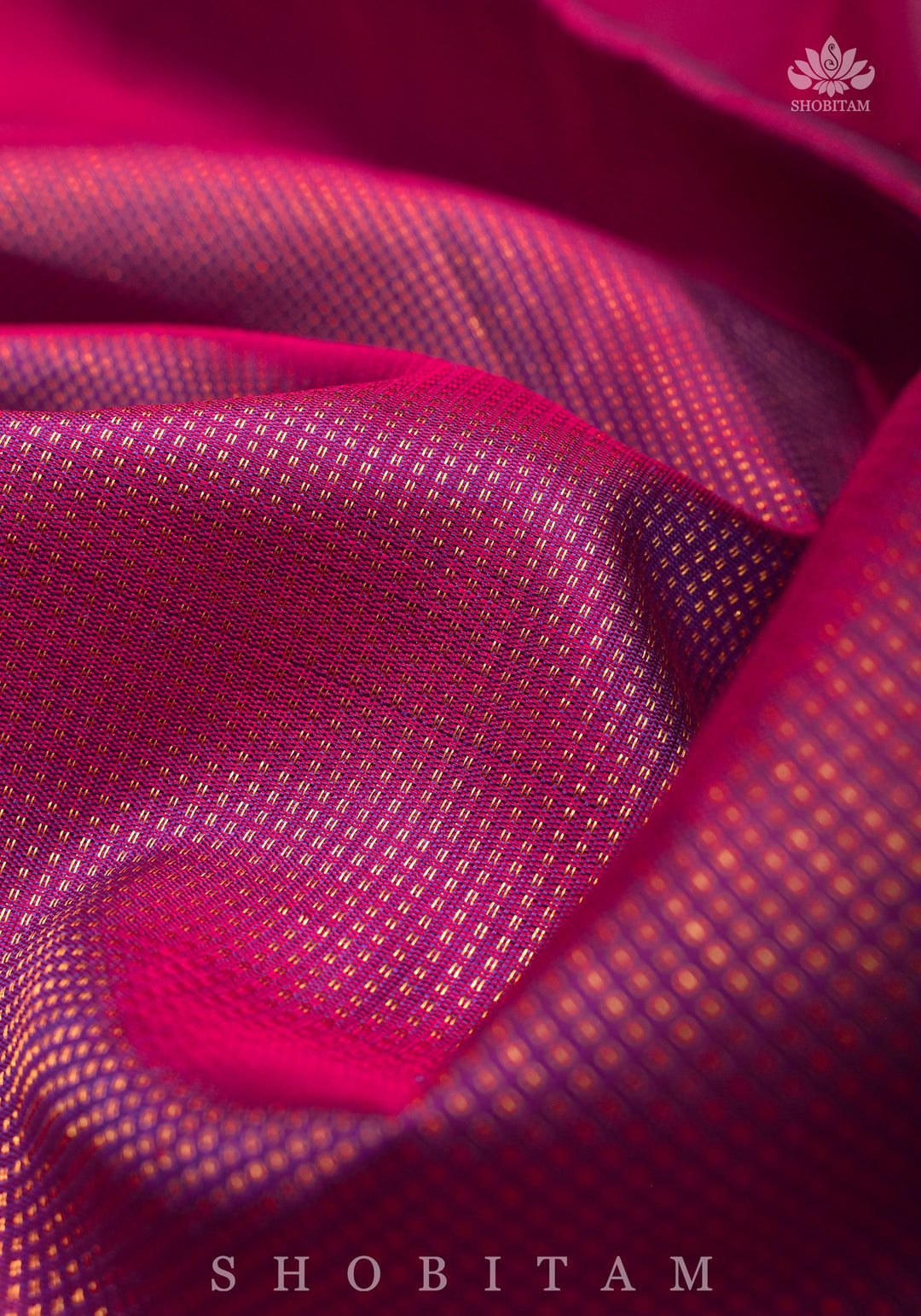 Shimmering Celebrity Special Zari Checks Pure Silk Kanjivaram Pure Silk Saree in Deep Pink | SILK MARK CERTIFIED