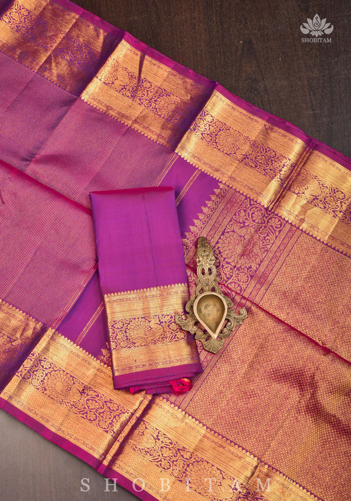 Shimmering Celebrity Special Zari Checks Pure Silk Kanjivaram Pure Silk Saree in Deep Pink | SILK MARK CERTIFIED
