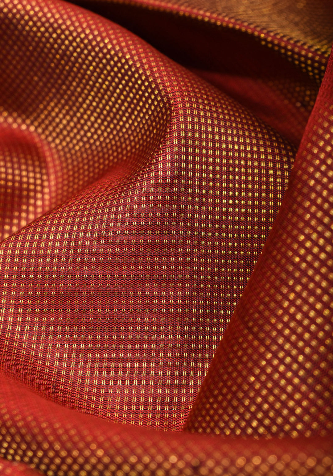 Shimmering Celebrity Special Zari Checks Pure Silk Kanjivaram Pure Silk Saree in Dark Red | SILK MARK CERTIFIED