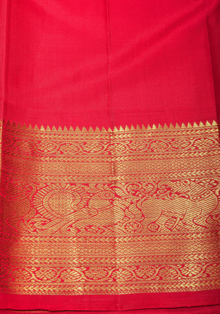 Stunning Korvai Weave Black And White Checks Pure Kanjivaram Silk Saree with Grand Pallu and Red Zari Border | SILK MARK CERTIFIED
