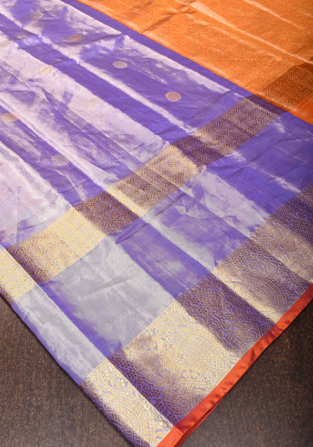 Lavender Kanjivaram Tissue Silk Saree with Sona Rupa Buttas and Rettaipet Border | SILK MARK CERTIFIED