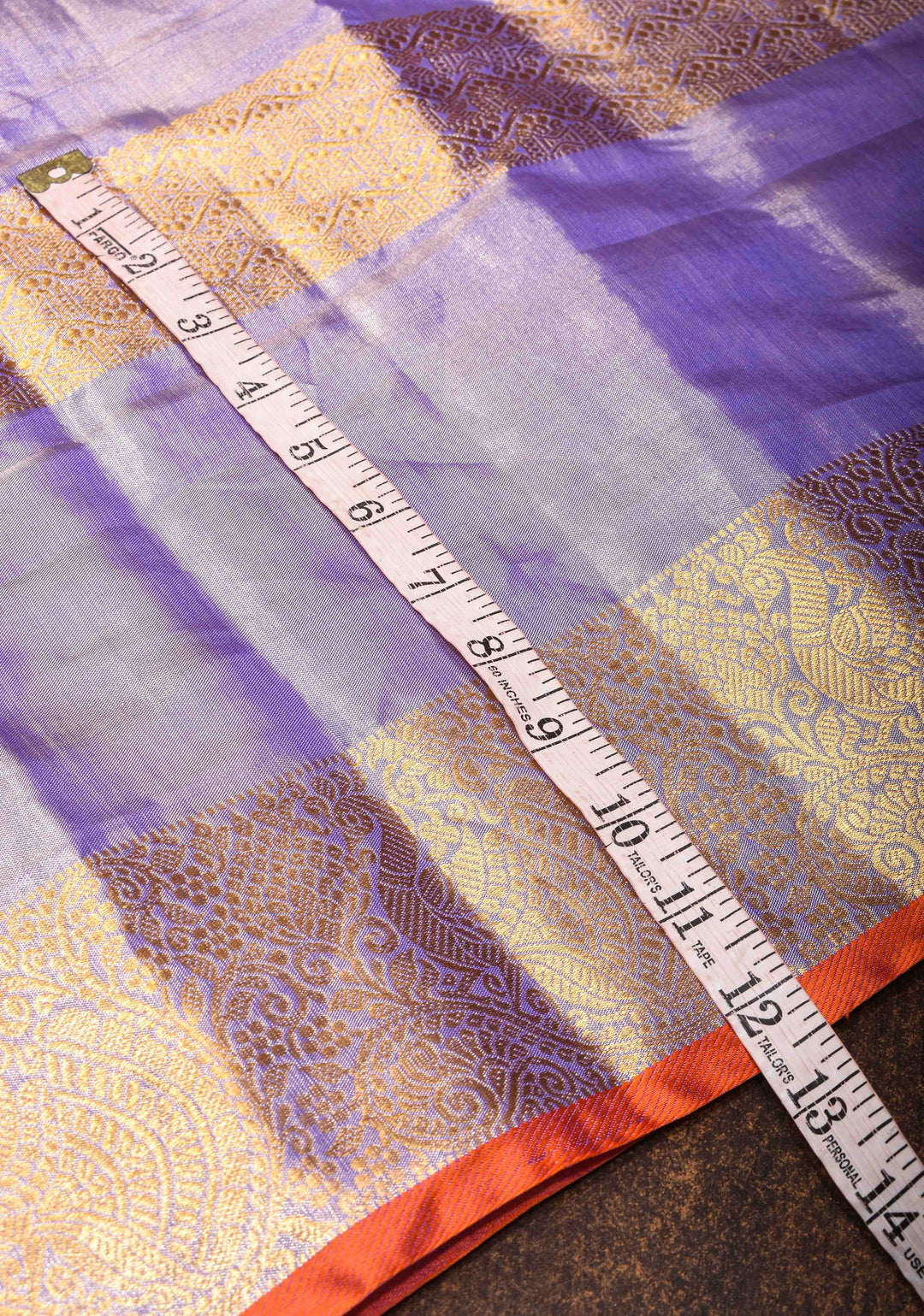 Lavender Kanjivaram Tissue Silk Saree with Sona Rupa Buttas and Rettaipet Border | SILK MARK CERTIFIED