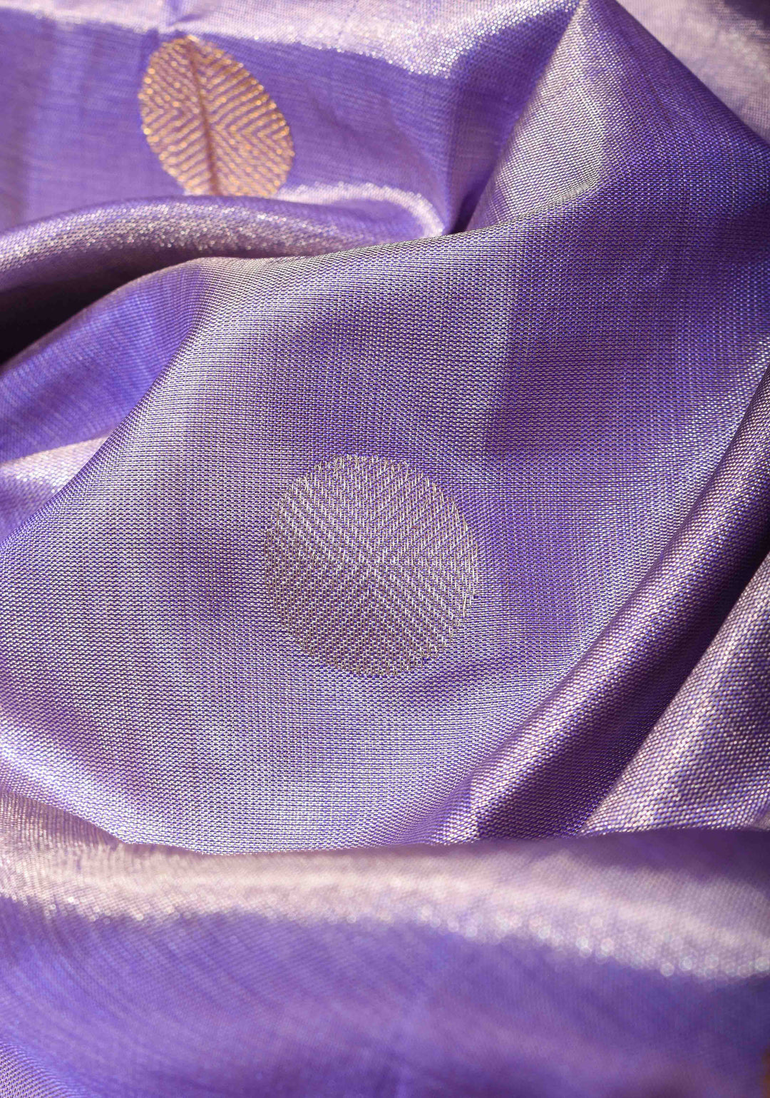 Lavender Kanjivaram Tissue Silk Saree with Sona Rupa Buttas and Rettaipet Border | SILK MARK CERTIFIED