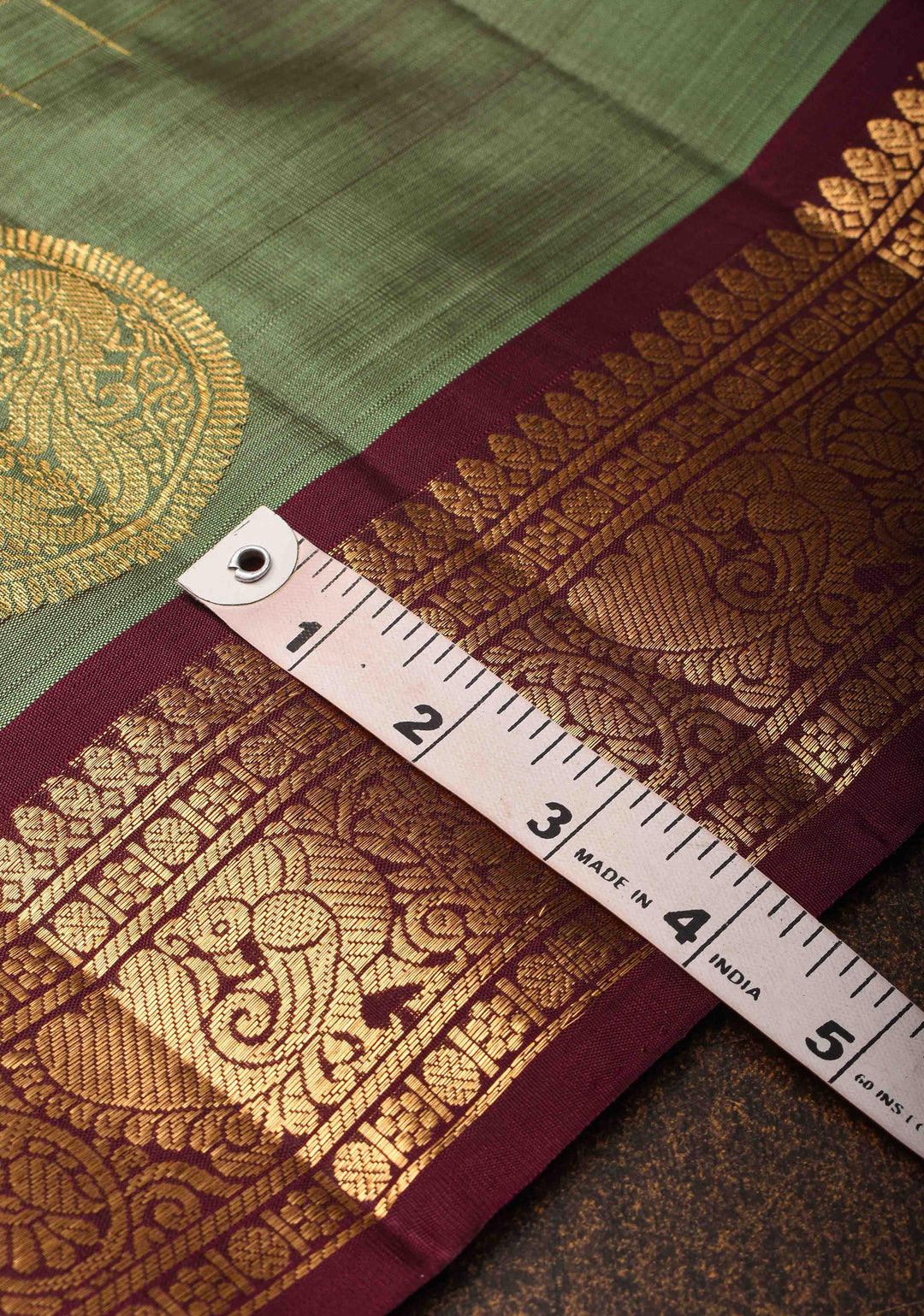 Bottle Green Kanjivaram Silk Saree with Zari Checks, Buttas and Contrast Rettaipet Zari Border | SILK MARK CERTIFIED (Copy)