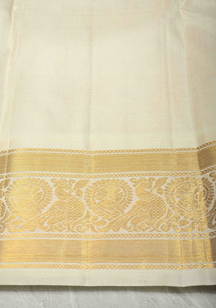 Black Pure Kanjivaram Silk Saree with Meenakari Resham Buttas and Contrast Korvai Ganga Jamuna Border | SILK MARK CERTIFIED