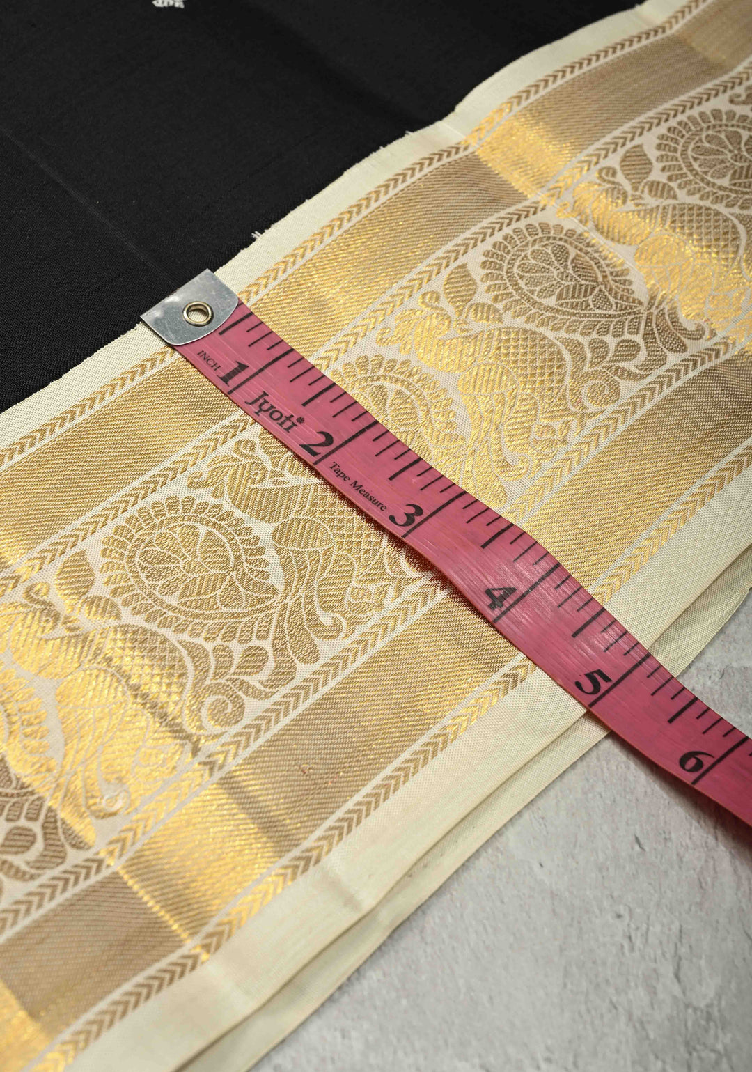 Black Pure Kanjivaram Silk Saree with Meenakari Resham Buttas and Contrast Korvai Ganga Jamuna Border | SILK MARK CERTIFIED