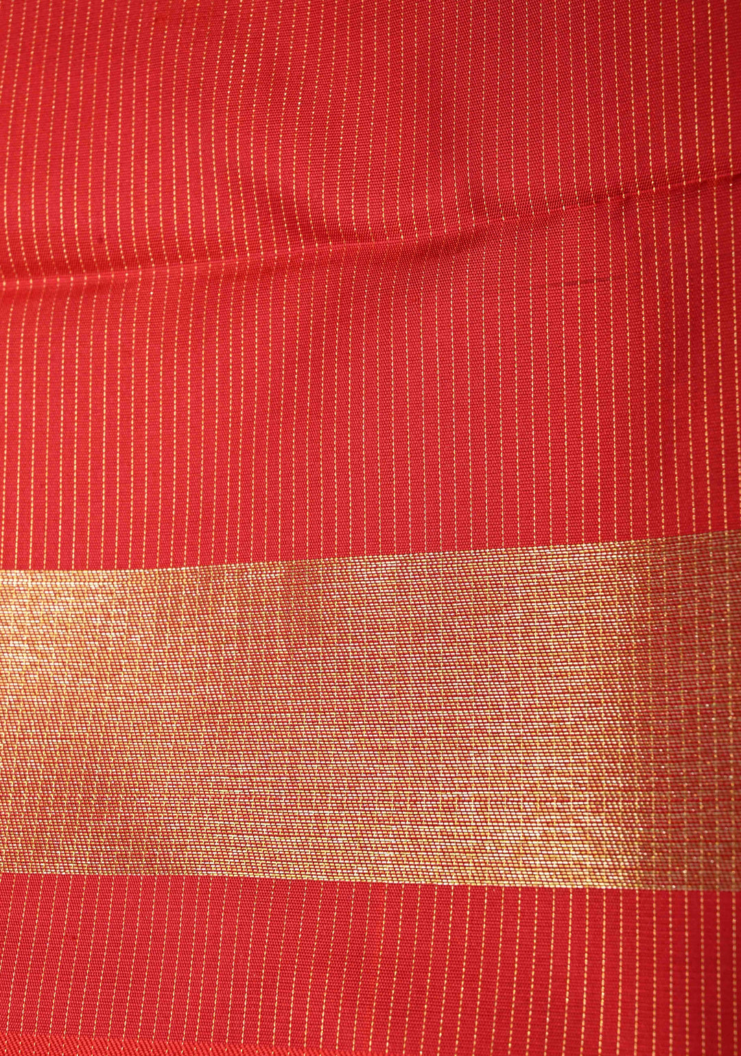 Deep Red Pure Kanjivaram Silk Saree with Vairaoosi Zari Stripes and Tissue Zari Border | SILK MARK CERTIFIED
