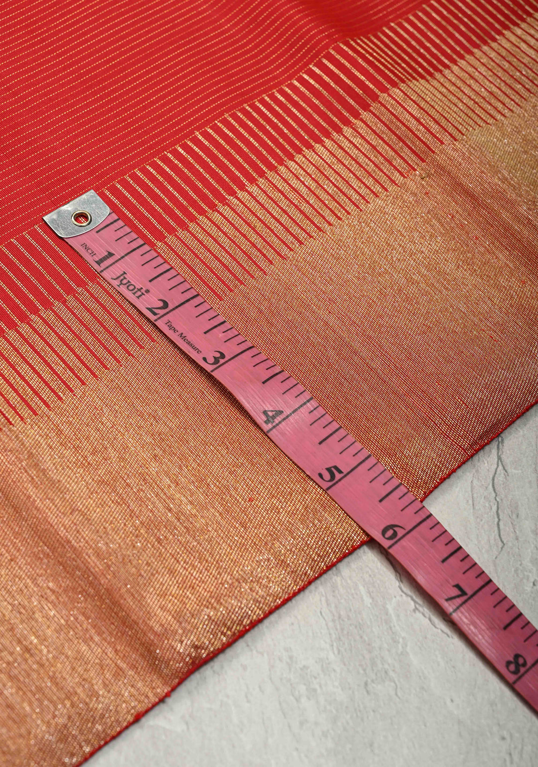 Deep Red Pure Kanjivaram Silk Saree with Vairaoosi Zari Stripes and Tissue Zari Border | SILK MARK CERTIFIED