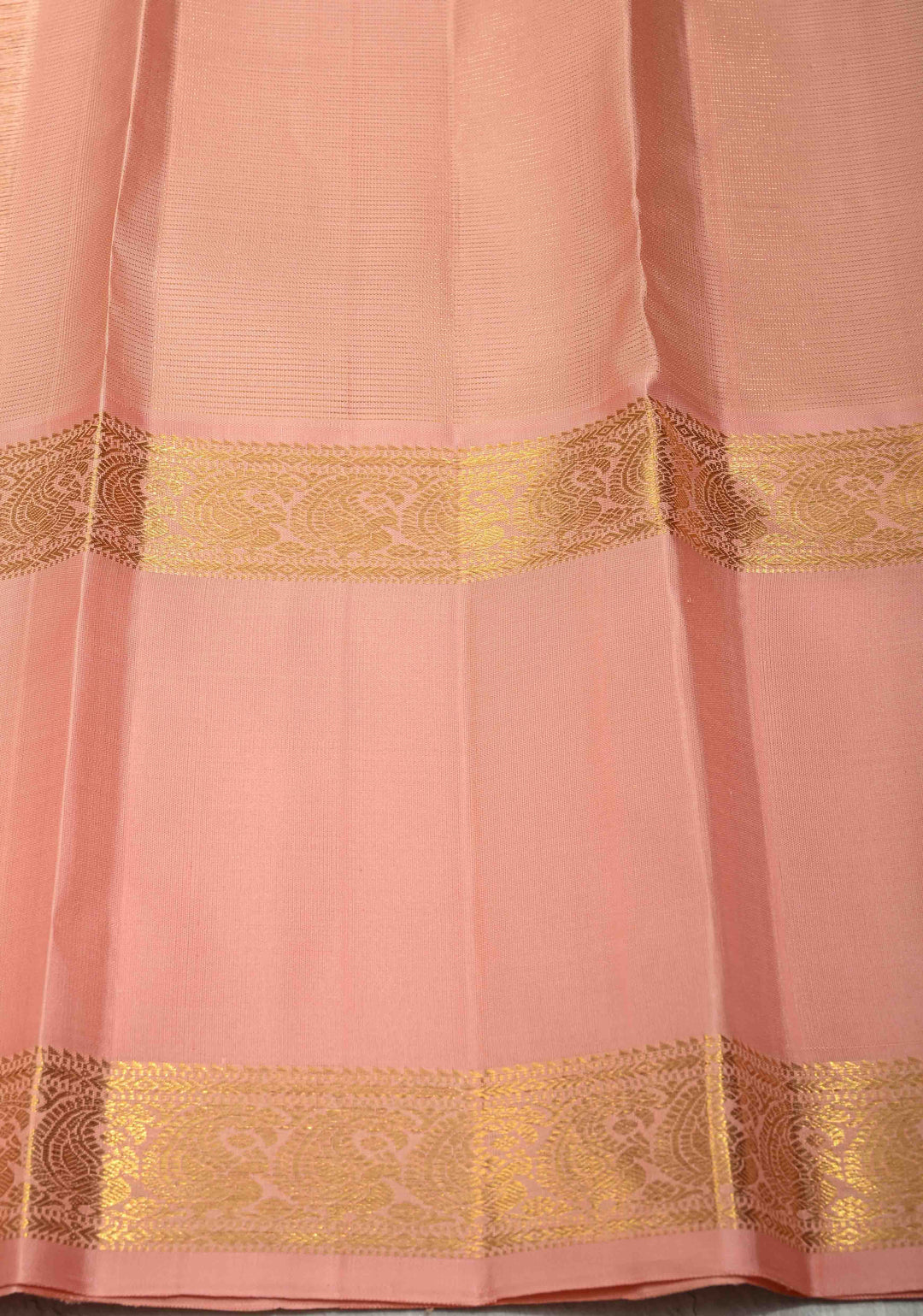 Rama Green Dual tone Vairaoosi Zari Stripes on Pure Kanjivaram Silk Saree with Zari Buttas  and Contrast Korvai Rettaipet Border | SILK MARK CERTIFIED