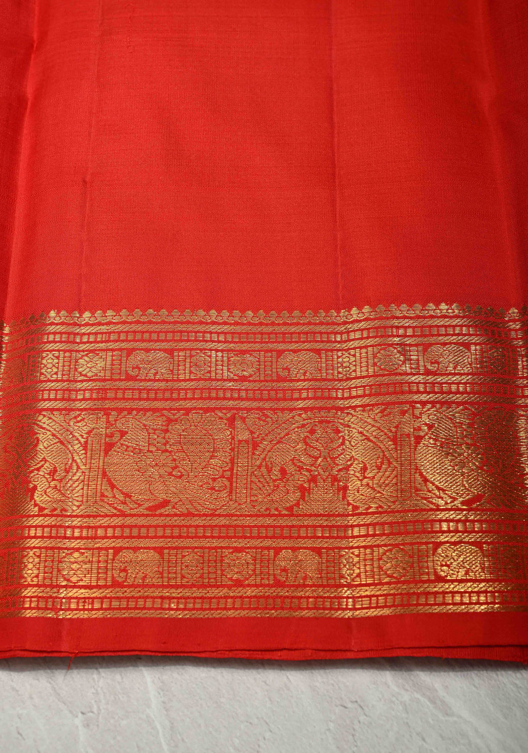 Vermilion Red Pure Kanjivaram Silk Saree with Zari Buttas and Zari Border| SILK MARK CERTIFIED