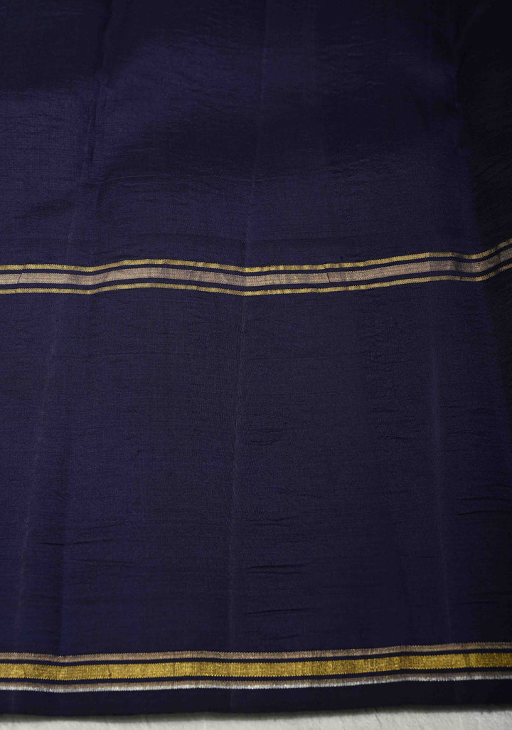 Garnet Pure Kanjivaram Silk Saree with Kalamkari Style Pichwai Digital Print and Distinct Gold-Silver Buttas on Contrast Rettaipet Border | SILK MARK CERTIFIED