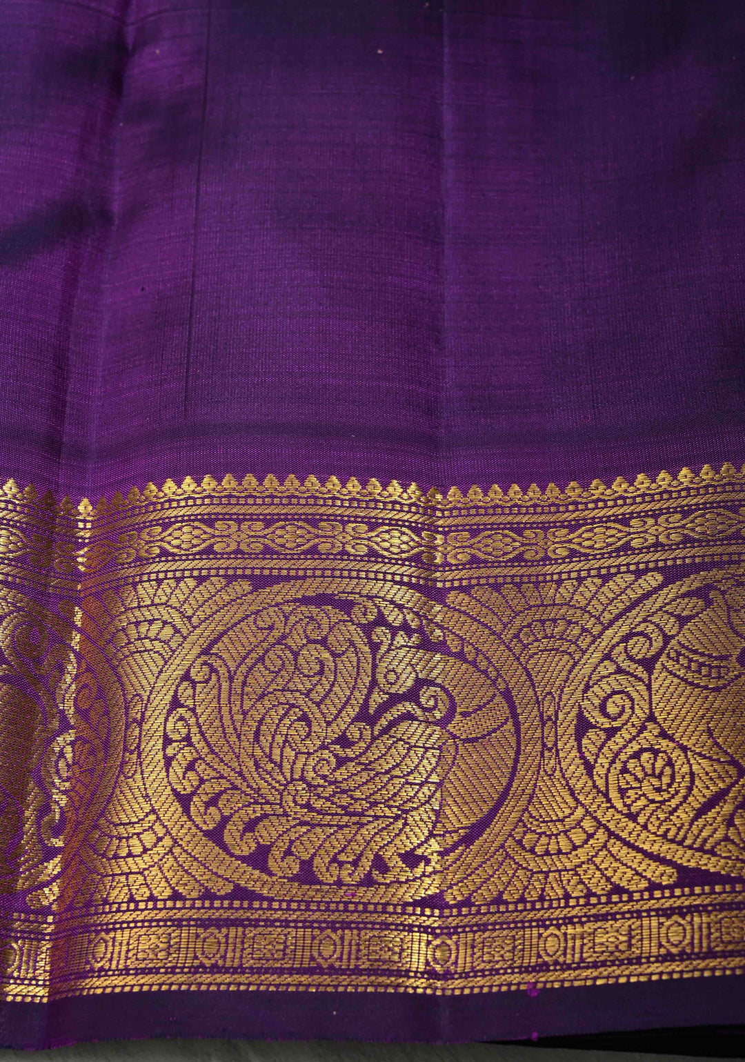 Dusty Lilac Pure Kanjivaram Silk Saree with Zari Dainty Buttas and Contrast Purple Zari Border | SILK MARK CERTIFIED