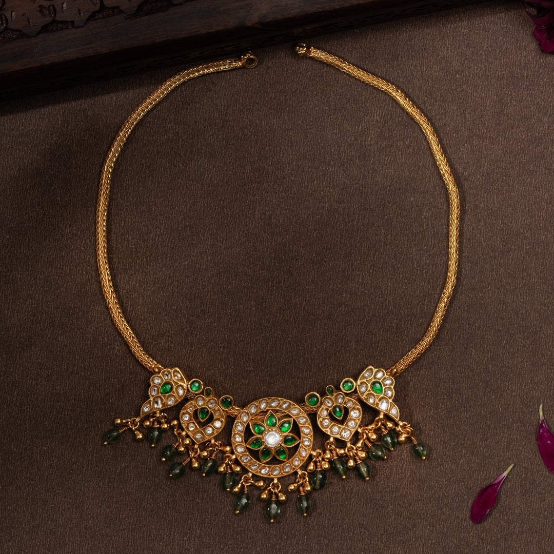 92.5 Silver Chakra-Floral Kundan Necklace | SHOBITAM
