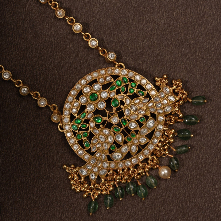 Pure 92.5 Silver, Gold Plated Dvi-Mor Kundan Necklace | SHOBITAM