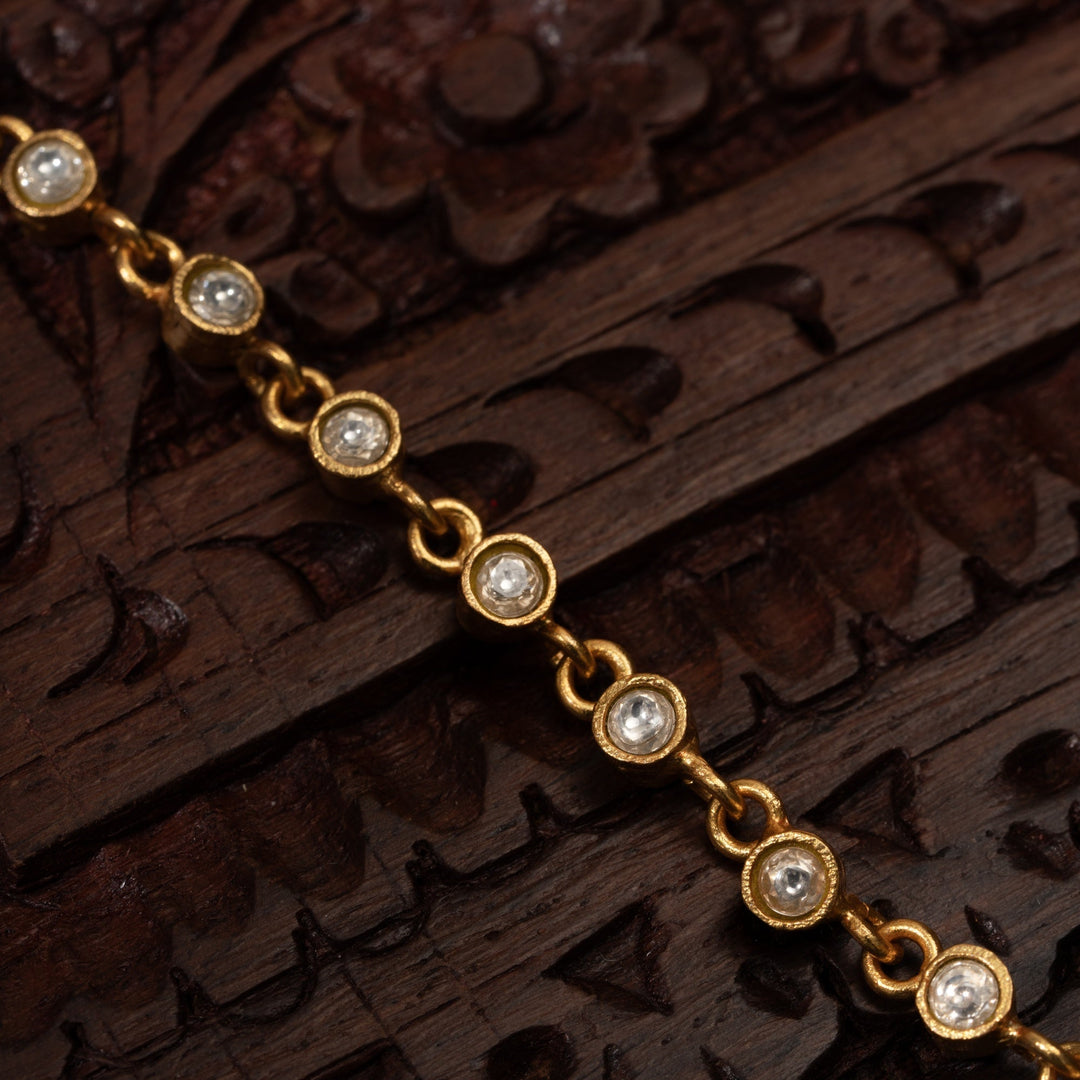 Pure 92.5 Silver, Gold Plated Dvi-Mor Kundan Necklace | SHOBITAM